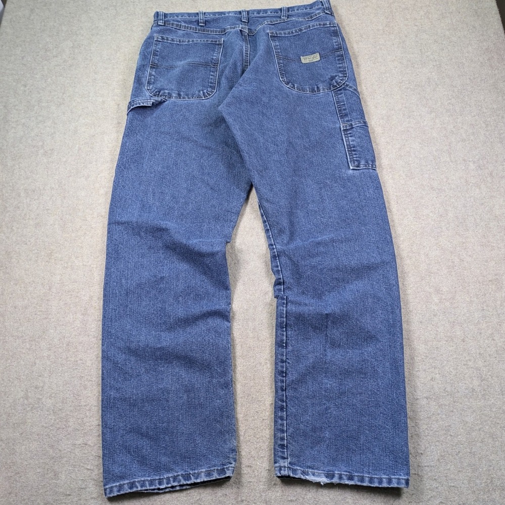Wrangler Men’s Straight Carpenter Jeans in Dark Blue Denim